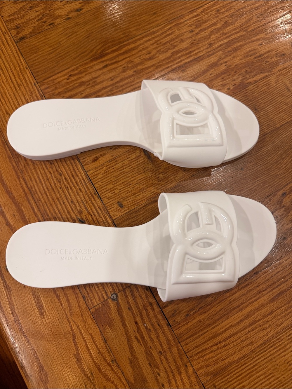 Size 39 & Gabbana White Logo Slide Sandals rubber no box - Picture 2 of 8